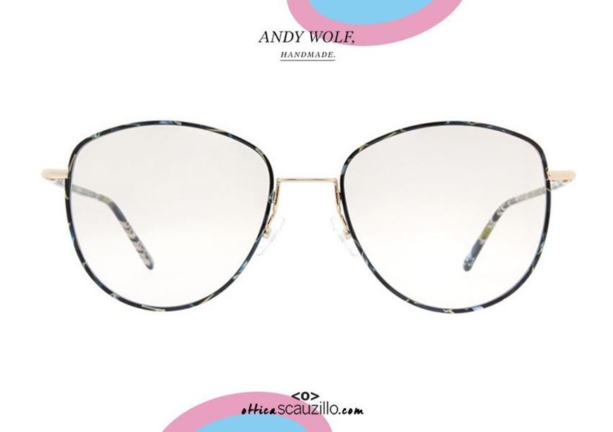 shop online Oversized metal eyeglasses Andy Wolf mod. 4724 col. Golden and blue on otticascauzillo.com acquisto online Occhiale in metallo oversize Andy Wolf mod. 4724 col. D oro e blu