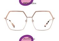 shop online new Oversized hexagonal metal eyeglasses GIGI Studios WANDA 6440 pink gold otticascauzillo.com acquisto online nuovo Occhiale da vista metallo eagonale oversize GIGI Studios WANDA 6440/6 oro rosa