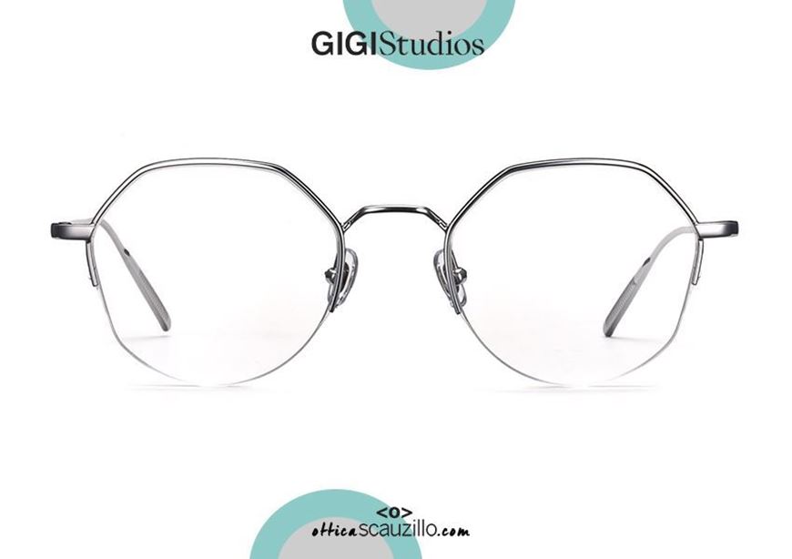 shop online Round hexagon metal eyeglasses GIGI Studios KYOTO 6356 silver otticascauzillo.com acquisto online Occhiale da vista metallo esagono tondo GIGI Studios KYOTO 6356/6 argento