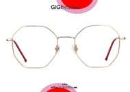 shop online new Oversized octagonal titanium eyeglasses GIGI Studios LEA 8034 pink gold otticascauzillo.com acquisto online nuovo Occhiale da vista in titanio ottagonale oversize GIGI Studios LEA 8034/6 oro rosa 