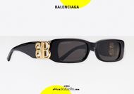shop online New rectangular sunglasses logo BB Balenciaga BB0096S col. 001 black otticascauzillo.com  acquisto online Nuovo occhiale da sole rettangolare con logo BB Balenciaga BB0096S col.001 nero