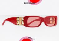 shop online New rectangular sunglasses with BB Balenciaga logo BB0096S col. 003 red otticascauzillo.com acquisto online Nuovo occhiale da sole rettangolare con logo BB Balenciaga BB0096S col.003 rosso