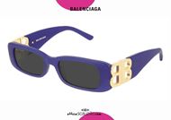 shop online New rectangular sunglasses with BB Balenciaga logo BB0096S col. 004 purple otticascauzillo.com acquisto online Nuovo occhiale da sole rettangolare con logo BB Balenciaga BB0096S col.004 viola
