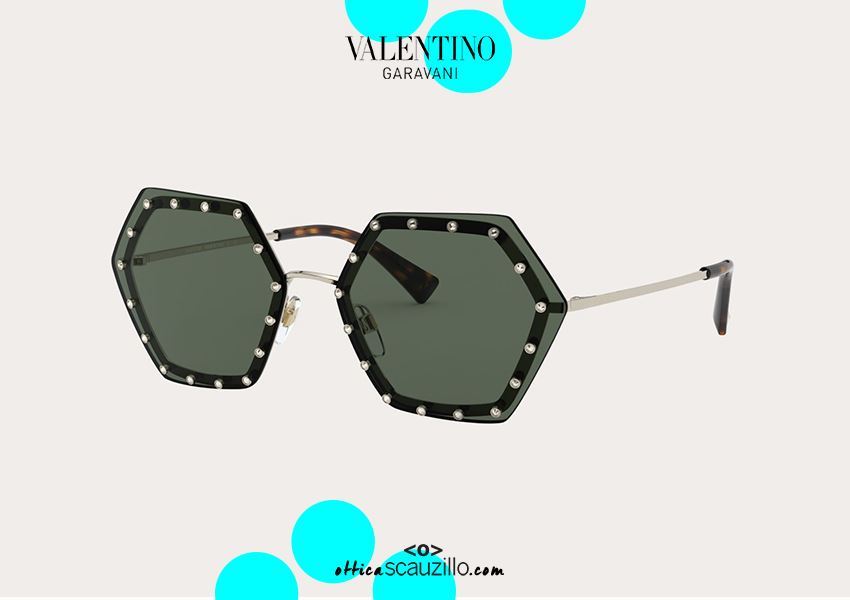 Lunettes De Soleil Valentino By Oliver - Monture Claire Transparente/métal - Verres Légèrement Miroir - Occasion