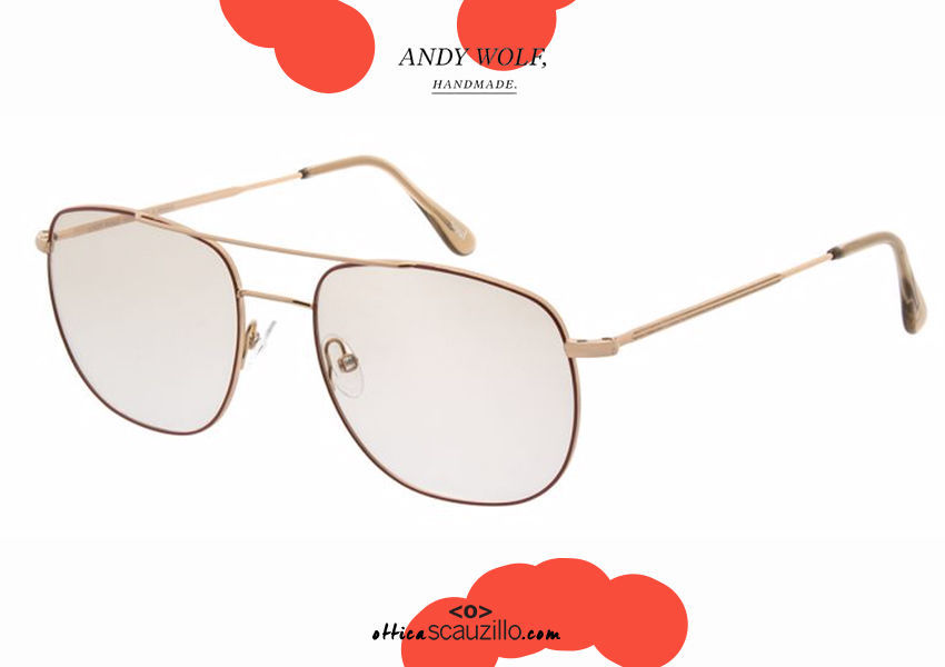 Metal double bridge eyeglasses Andy Wolf mod. 4741 col. C rose gold ...