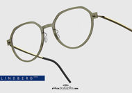 shop online new Round titanium eyeglasses N.O.W LINDBERG 6582 col. C11-PGT transparent green and gold on otticascauzillo.com acquisto online nuovo Occhiale da vista titanio tondo N.O.W LINDBERG 6582 col. C11-PGT verde trasparente e oro