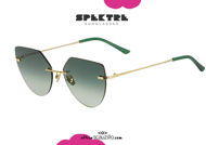 shop online new Spektre  gold rimless cat eye MILLER green pointed sunglasses on otticascauzillo.com acquisto online nuovo occhiale da sole senza montatura oro a punta Spektre MILLER verde.