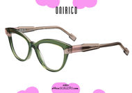shop online new Round cat eye eyeglasses with ONIRICO ON66 col. 846 green and pink on otticascauzillo.com acquisto online nuovo occhiale  da vista tondo cat eye a punta ONIRICO ON66 col.846 verde e rosa