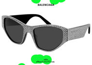 shop online new Balenciaga squared cat eye sunglasses BB0097S col.001 svarowski strass on otticascauzillo.com acquisto online nuovo Occhiale da sole cat eye squadrato Balenciaga BB0097S col.001 svarowski strass