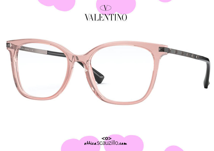 shop online new Oversized squared eyeglasses Valentino VA3048 col.5155 transparent pink on otticascauzillo.com acquisto online nuovo  Occhiale da vista squadrato oversize Valentino VA3048 col.5155 rosa trasparente