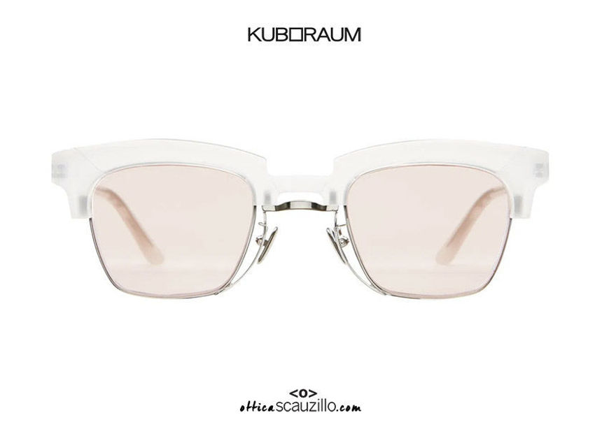 shop online new Metal bridge sunglasses KUBORAUM Mask N6  transparent satin on otticascauzillo.com acquisto online nuovo Occhiale da sole ponte metallo KUBORAUM Mask N6 bianco trasparente satinato