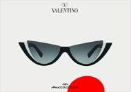 Acquista online su otticascauzillo.com il tuo nuovo occhiale da sole cat - eye in acetato con ROMAN STUD Valentino VA 4095 col. 09Z bianco / nero