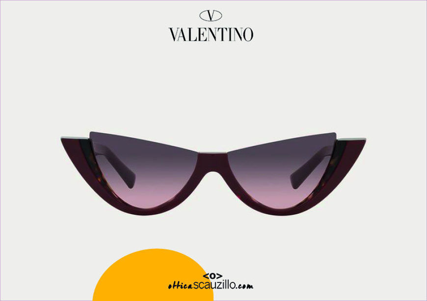 Cat - eye sunglasses in acetate with ROMAN STUD Valentino VA 4095 col. 09Y  havana / bordeaux | Occhiali | Ottica Scauzillo