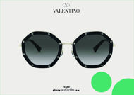 Acquista online su otticascauzillo.com il nuovo occhiale da sole ottagonale in metallo con cristalli Valentino VA 2042 col. 04L nero