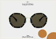  Acquista online su otticascauzillo.com il nuovo occhiale da sole ottagonale in metallo con cristalli Valentino VA 2042 col. 003 havana