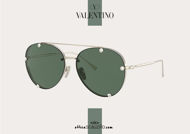  Acquista online su otticascauzillo.com il tuo nuovo occhiale da sole aviator in metallo con cristalli Valentino VA 2045 col. 25B oro/verde.