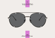 Acquista online su otticascauzillo.com il tuo nuovo occhiale da sole aviator in metallo con cristalli Valentino VA 2045 col. 71U nero/rutenio
