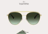  Acquista online su otticascauzillo.com il tuo nuovo occhiale da sole aviator in metallo VLOGO SIGNATURE Valentino VA 2048 col. FZ3 oro/verde sfumato
