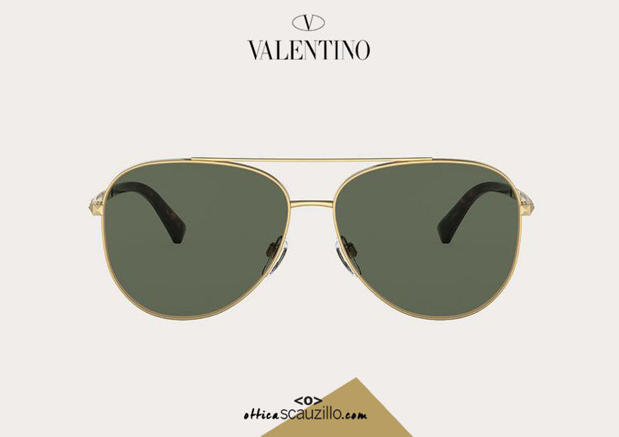 Metal aviator sunglasses STUD Valentino VA 2047 col. 266 gold / green, Occhiali
