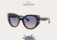 Acquista online su otticascauzillo.com il tuo nuovo occhiale da sole cat - eye in acetato STUD Valentino VA 4068 col. 07L nero