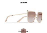 Acquista online su otticascauzillo.com il tuo nuovo occhiale da sole squadrato metallo oversize PRADA SPR 58W col. cipria e oro