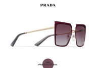 Acquista online su otticascauzillo.com il tuo nuovo occhiale da sole squadrato metallo oversize PRADA SPR 58W col. granato