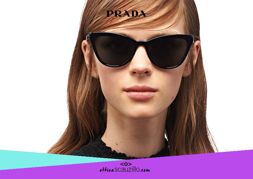 Oversized cat eye acetate sunglasses PRADA SPR 01V col. black