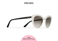 Acquista online su otticascauzillo.com il tuo nuovo occhiale da sole cat eye oversize acetato PRADA SPR 02V col. avorio