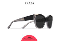 Acquista online su otticascauzillo.com il tuo nuovo occhiale da sole cat eye oversize acetato PRADA SPR 02W col. nero + grigio opalino
