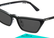 Acquista online su otticascauzillo.com il tuo nuovo occhiale da sole rettangolare stretto acetato PRADA SPR 19U col. nero