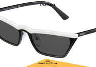 Acquista online su otticascauzillo.com il tuo nuovo occhiale da sole rettangolare stretto acetato PRADA SPR 19U col. nero + bianco