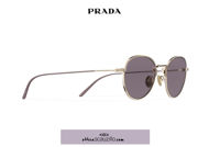 Acquista online su otticascauzillo.com il tuo nuovo occhiale da sole tondo metallo PRADA SPR 53W col. oro pallido lucido titanio