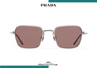 Acquista online su otticascauzillo.com il tuo nuovo occhiale da sole rettangolare metallo PRADA SPR 54W col. piombo satinato titanio