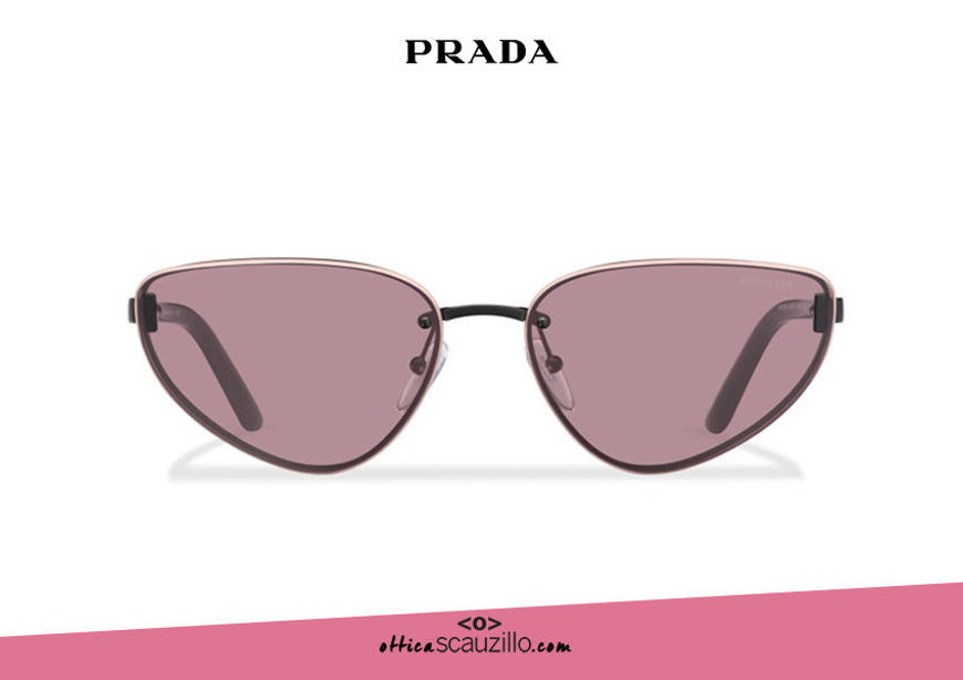  Acquista online su otticascauzillo.com il tuo nuovo occhiale da sole cat eye metallo PRADA Duple SPR 57W col. nero opaco malva e pesca