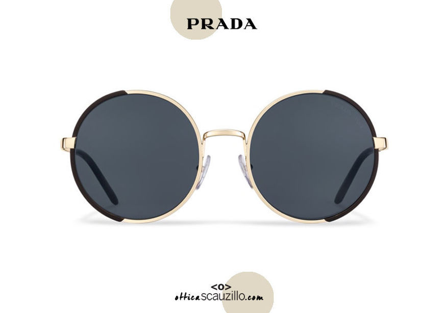 Round metal sunglasses PRADA SPR 59X col. matte black + pale gold |  Occhiali | Ottica Scauzillo