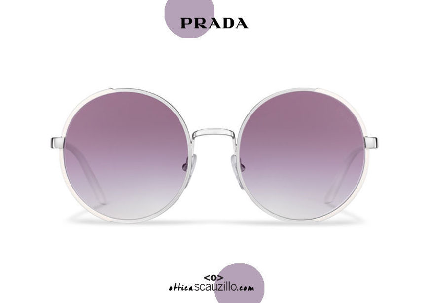 Acquista online su otticascauzillo.com il tuo nuovo occhiale da sole tondo metallo PRADA SPR 59X col. talco opaco + acciaio