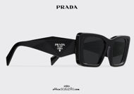 shop online new Oversized rectangular sunglasses PRADA SPR 08YS col. black on otticascauzillo.com acquisto online nuovo Occhiale da sole rettangolare oversize PRADA SPR 08YS col. nero
