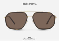 shop online new Geometric aviator sunglasses Dolce & Gabbana DG 2285 col. 73 gold and brown otticascauzillo.com acquisto online nuovo  Occhiale da sole aviator geometrico Dolce&Gabbana DG 2285 col. 73 oro e marrone