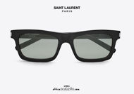 shop online new Saint Laurent narrow rectangular sunglasses SL461 col.006 black with green lenses otticascauzillo.com  acquisto online nuovo  Occhiale da sole rettangolare stretto Saint Laurent SL461 col.006 nero lenti verdi