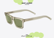 shop online new Saint Laurent narrow rectangular sunglasses SL461 col.007 transparent green lenses otticascauzillo.com  acquisto online nuovo  Occhiale da sole rettangolare stretto Saint Laurent SL461 col.007 trasparente lenti verdi