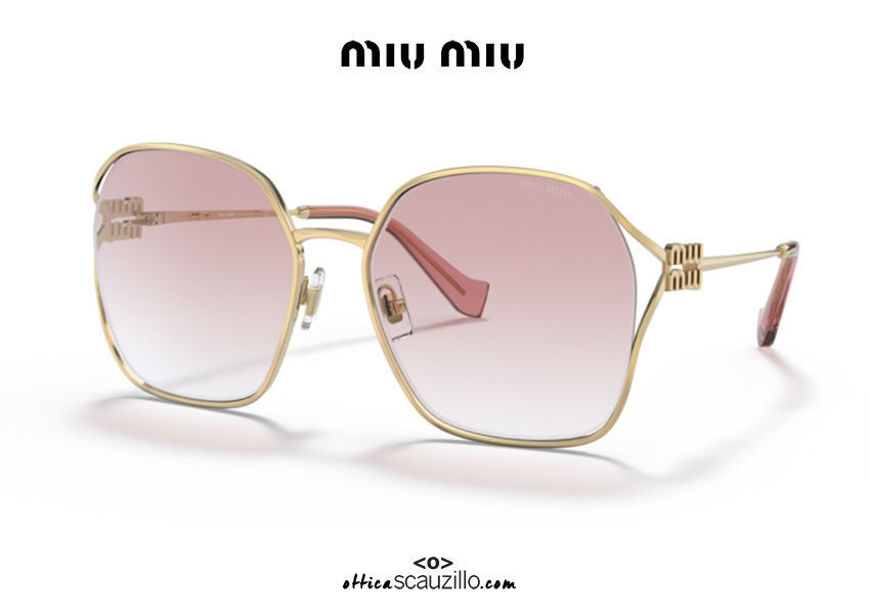 shop online Oversized metal sunglasses MIUMIU 52WS col. gold pink lens on otticascauzillo.com acquisto online nuovo  Occhiale da sole metallo oversize MIUMIU 52WS col. oro lente rosa
