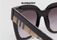 Acquisto online su otticascauzillo.com il tuo nuovo occhiale da sole in bio-acetato con montatura squadrata BURBERRY OBE4364 col. nero