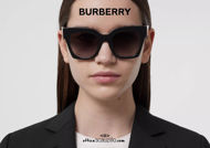 Acquisto online su otticascauzillo.com il tuo nuovo occhiale da sole in bio-acetato con montatura squadrata BURBERRY OBE4364 col. nero