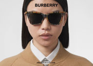 Acquista online su otticascauzillo.com il tuo nuovo occhiale da sole in bio-acetato con montatura squadrata e motivo Vintage check BURBERRY OBE4346 col. giallo antico