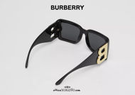 Acquista online su otticascauzillo.com il tuo nuovo occhiale da sole in acetato con montatura squadrata e lettera B BURBERRY OBE4312 col. nero e oro