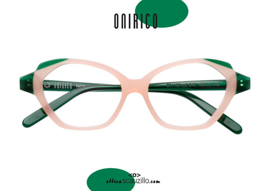 Acquista online su otticascauzillo.com il tuo nuovo occhiale da vista a farfalla in acetato ONIRICO ON108 col.049 verde e rosa cipria