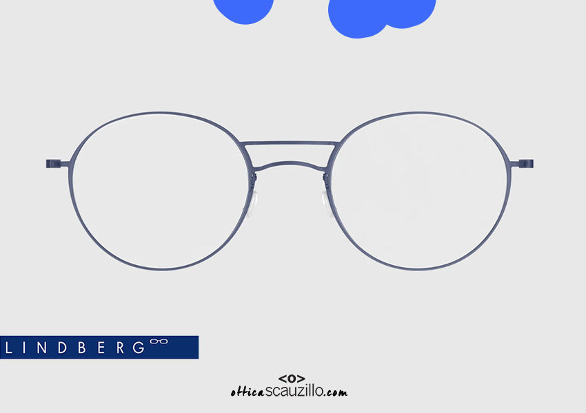 Double bridge round eyeglasses LINDBERG ThinTitanium 5518 col. U13 blue ...