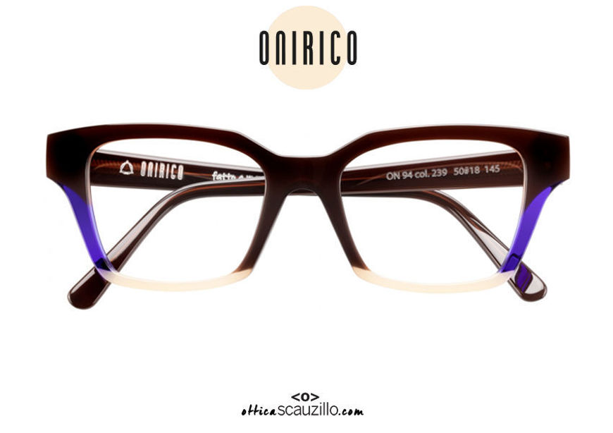 Acquista online su otticascauzillo.com il tuo nuovo occhiale da vista squadrato in acetato ONIRICO ON94 col.239 nero, blu e rosa