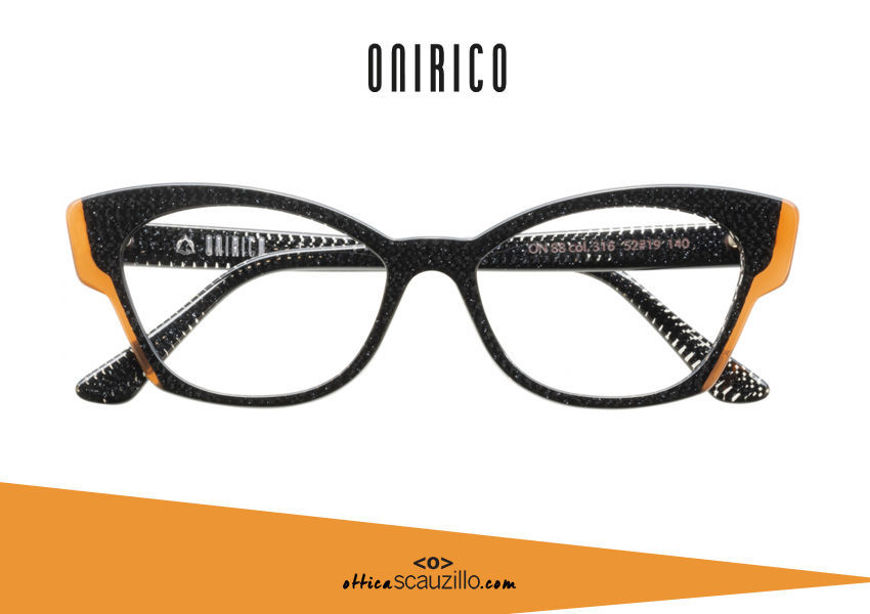Acquista online su otticascauzillo.com il tuo nuovo occhiale da vista a farfalla in acetato ONIRICO ON88 col.316 nero e arancio