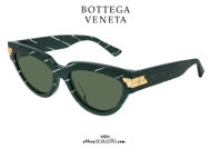 shop online new Soft cat eye round sunglasses Bottega Veneta BV 1035 col.004 green on otticascauzillo.com acquisto  online nuovo  Occhiale da sole soft cat eye tondo Bottega Veneta BV 1035 col.004 verde